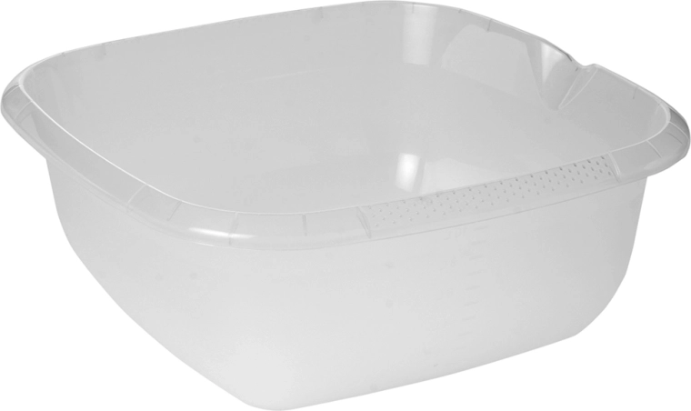 Transparent square bowl with spout 13 L (38 × 38 cm)
