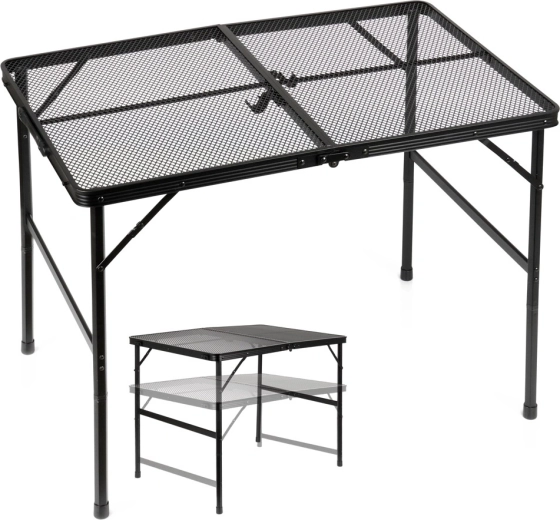 Vilde saliekams tūrisma galds 2v1 ar regulējamu augstumu, melns 90 × 60 cm