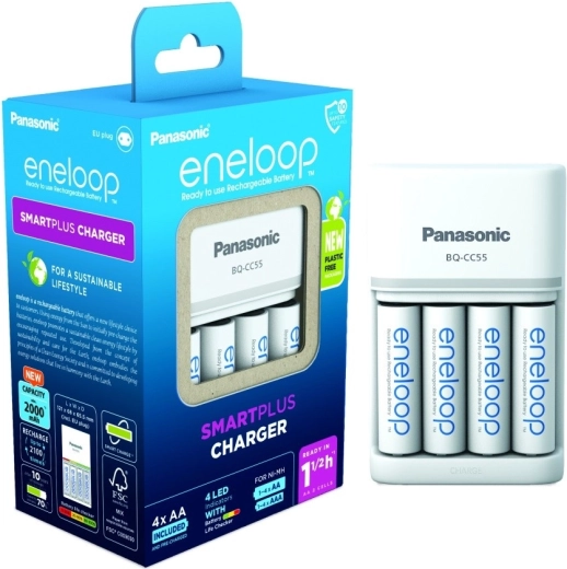 Eneloop Charger Smart and Quick BQCC55 + 4x AA Batteries