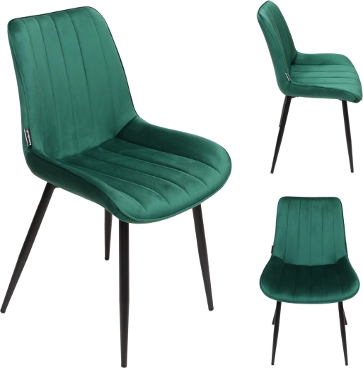 Upholstered velvet dining and living room chair, loft, bottle green