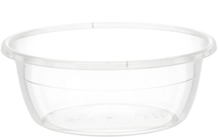 Round transparent plastic bowl 10 l