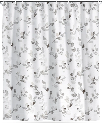 Shower curtain with hooks, waterproof, botanical motif 180 × 180 cm
