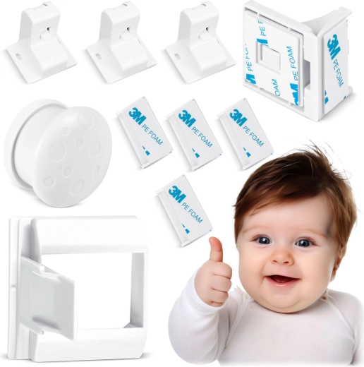 RICOKIDS magnētiskās bērnu drošības slēdzenes skapīšiem, komplekts 4 gab.