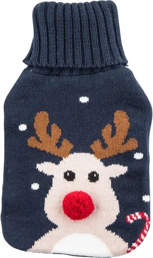 1 L Hot Water Bottle in a Cover with Reindeer