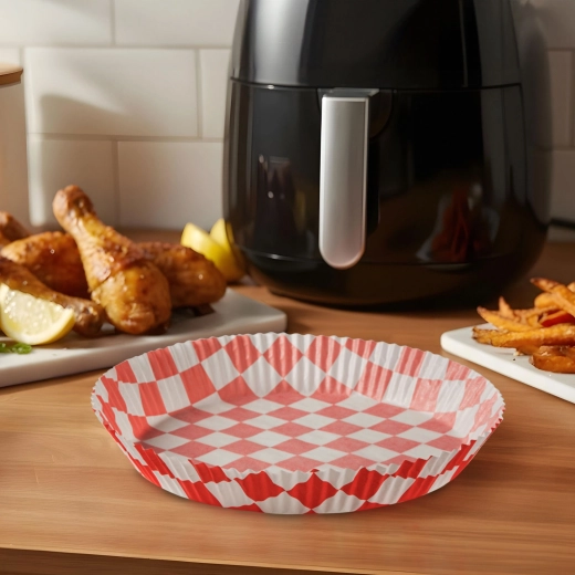 Baking paper for air fryer, checkered, round, 20 cm, 50 pieces