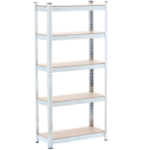 Plaukts ar 5 plauktu līmeņiem 150 × 70 × 30 cm, slodze līdz 150 kg uz plauktu