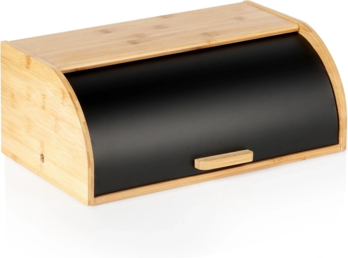 Vilde bamboo bread box with black roll-top lid 41 x 25.5 x 16.5 cm
