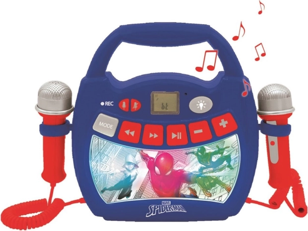 Bērnu karaoke atskaņotājs ar gaismām SPIDER-MAN ar Bluetooth un 2 mikrofoniem