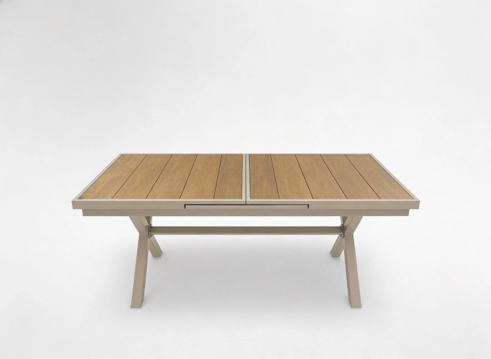 Izvelkams dārza alumīnija galds bēšā krāsā 180–240 × 90 × 76 cm