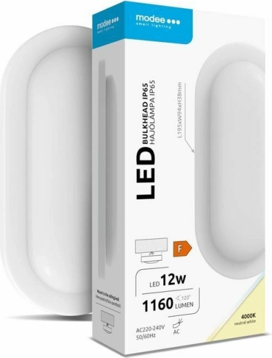 Ovālveida LED sienas/griestu gaismeklis Modee Bulkhead 12 W 4000 K 1160 lm, balts