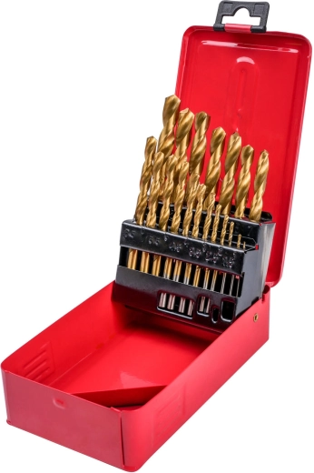Metāla urbju komplekts HSS-TiN 1–10 mm, 19 daļas