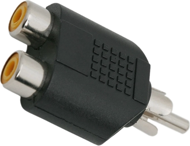 RCA Y adapter, 2× RCA sockets to RCA plug