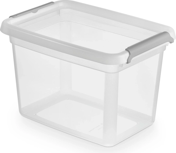 Basestore storage container with lid and snap clips 2 l