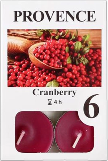 Provence Cranberry Scented Tea Lights, 6 pcs