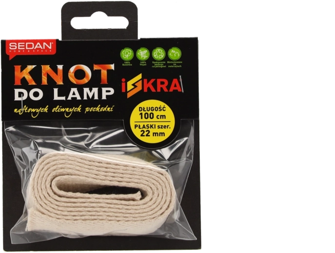 Plakana kokvilnas dakts 22 mm × 100 cm lampām un lāpām