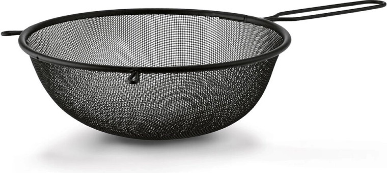 Melns metāla siets ar rokturi 23 cm