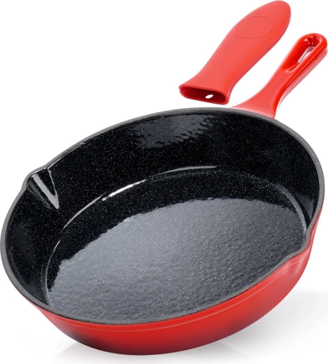 čuguna panna ar emalju un silikona uzmavu Cast Enamel 25 cm