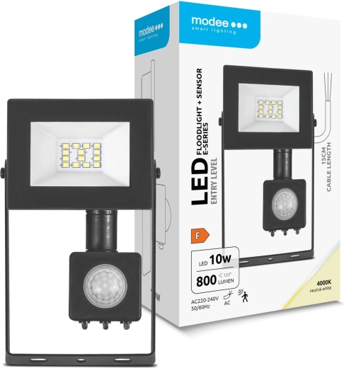Modee LED Floodlight E-series with Sensor 10 W, 120°, 800 lm, Neutral White