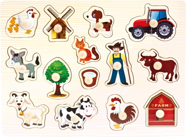 Bino koka puzzle “Farma” (14 detaļas)
