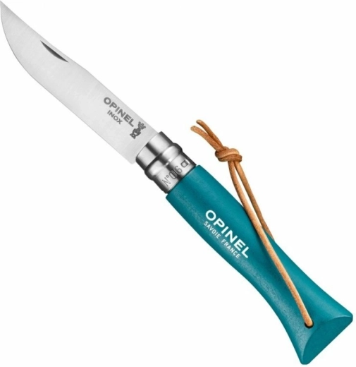 Opinel N°06 Trekking kabatas nazis, tirkīza krāsā, dižskābarža koks, 7 cm