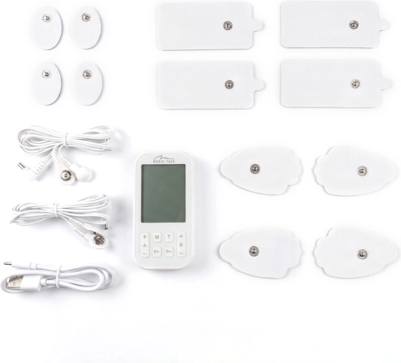USB‑C charging and a set of electrodes for immediate use