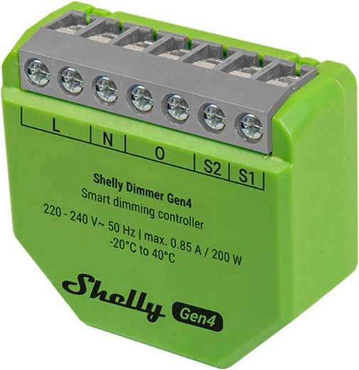 Shelly Dimmer Gen4 viedais gaismas reostats ar Zigbee un Matter