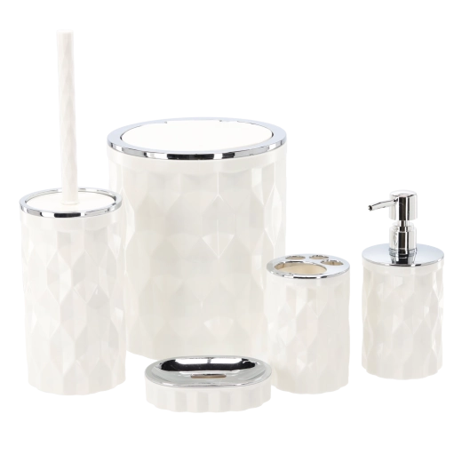 Round five-piece bathroom accessory set – white