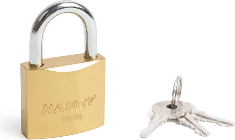 Brass padlock 38 mm with Ø 6 mm steel shackle