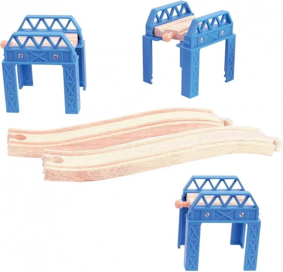 Koka tilta konstrukcija vilcieniņu sliedēm Bigjigs Rail
