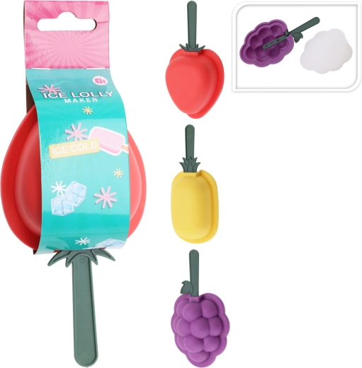 Polypropylene ice pop mold – mix of fruit motifs