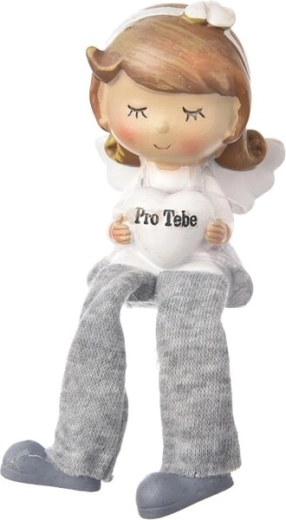 “For You” Sitting Angel, Grey Polystone