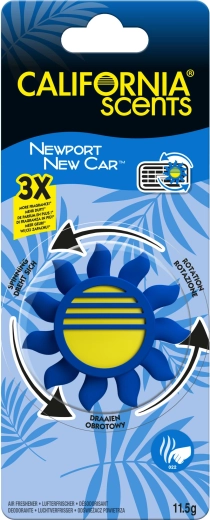 Auto gaisa atsvaidzinātājs ventilācijas režģim California Scents Newport New Car – rotējoša saule