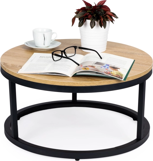 Apaļš loft stila kafijas galdiņš 60 cm MODERNHOME