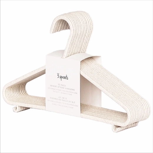 3 Sprouts hangers made from wheat straw, cream, 15 pcs