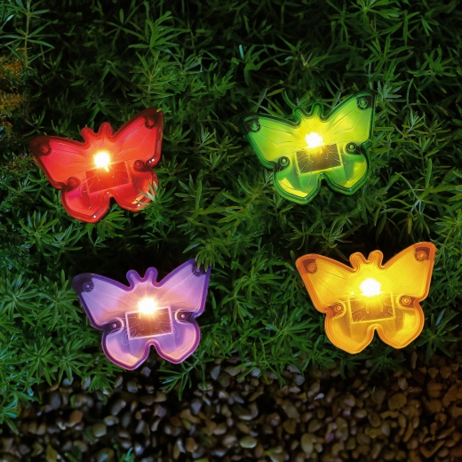 Saules LED dārza dekoratīvais spraudnis ar tauriņiem – 1 gabals