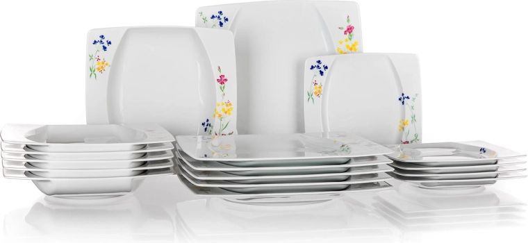 Porcelāna kvadrātveida pusdienu servīze EYE, 18 daļas