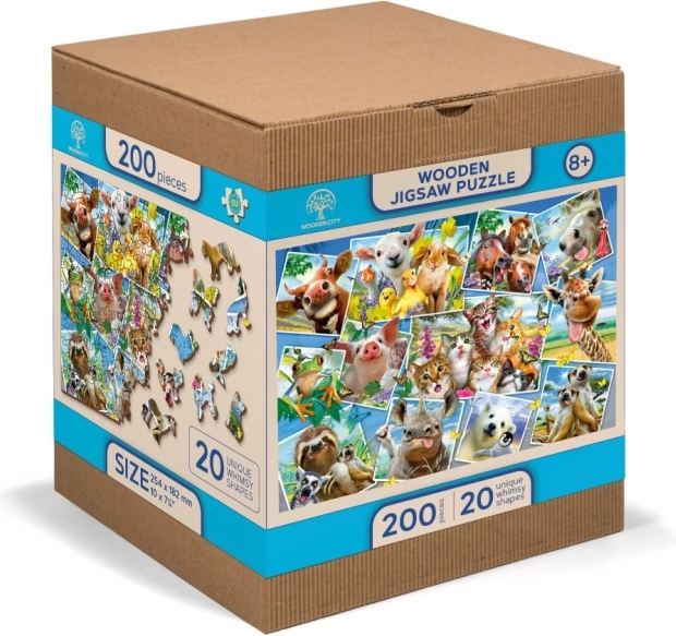 Koka puzle 2in1 Dzīvnieku pastkarte WOODEN CITY, 505 detaļas