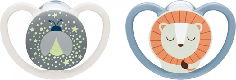 NUK Perfect Match Air Night Pacifiers Firefly/Lion 0–6 months, 2 pcs