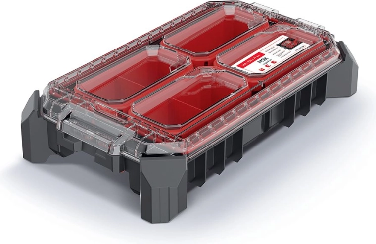 Modulārais organizators MSX 36,8 × 22,8 × 7,7 cm ar caurspīdīgu vāku