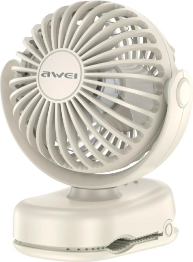 Awei F45 mini galda ventilators ar klipsi, balts
