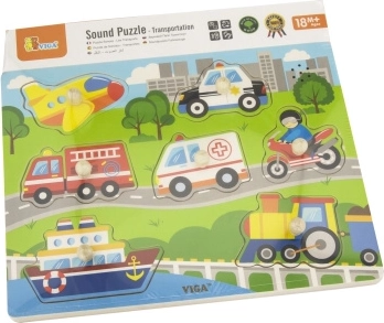 Koka skaņas puzle transportlīdzekļi Viga