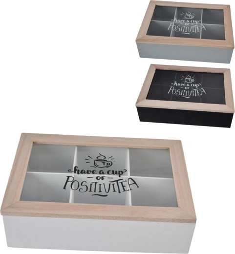 Koka tējas kaste 24 × 17 × 7 cm (3 varianti)