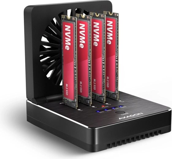 Axagon USB4 dokstacija 4× M.2 NVMe SSD ar bezsaistes klonēšanu