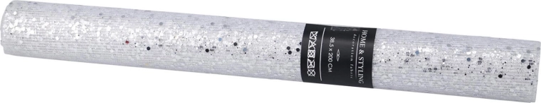 Dekoratīvs sietaudums ar sudraba fliteriem 38,5 × 200 cm
