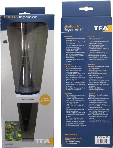 Plastmasas lietusmērs 12,2 × 30,5 cm ar turētāju