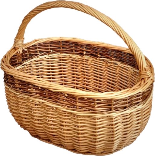 Ovāls pīts iepirkumu grozs 36 × 25 × 30 cm, lakots, ar garenisku rokturi
