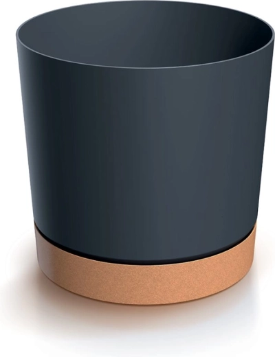 Puķu pods ar paliktni TUBO PM 23,9 cm antracīts/naturo ECO