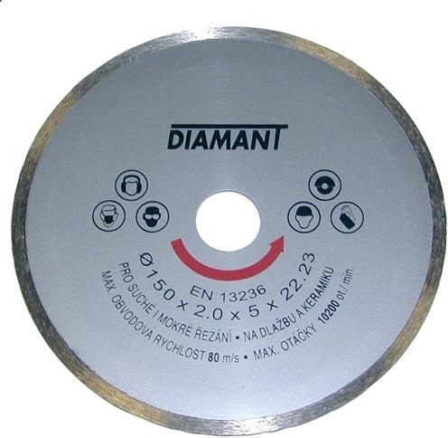 Dimanta disks 125 mm ar pilnu (nepārtrauktu) malu mitrai un sausai griešanai