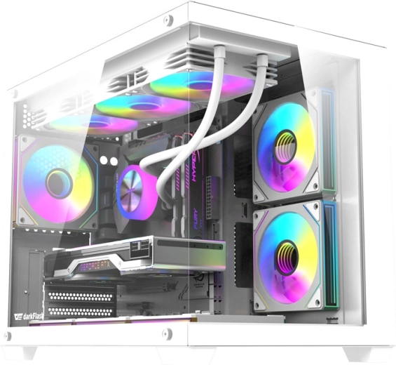 Datora korpuss DarkFlash B275 Pro balts ar 6 ventilatoriem