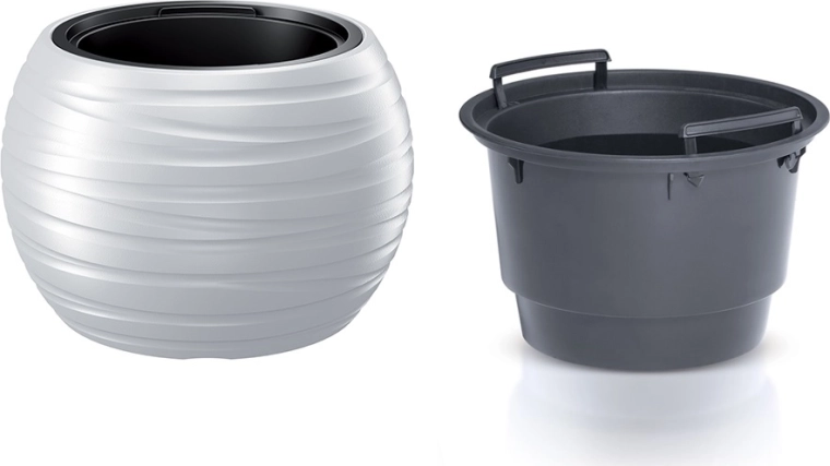 Maze round flowerpot with insert 43.6 cm white